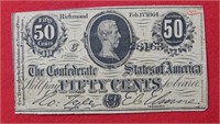1864 CSA Fractional Note - Richmond - 50 Cents