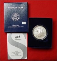 2008 W American Eagle 1 Ounce Silver Box-COA