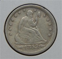 1853 Seated Liberty Silver Quarter - Arrows