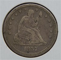 1857 Seated Liberty Silver Quarter