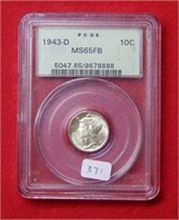1943 D Mercury Silver Dime PCGS MS65 FB
