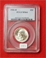 1941 D Washington Silver Quarter PCGS MS64