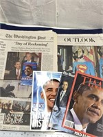 Obama newspaper magazine, and trading card lot