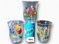 MCM Hand Painted Hurricane Drinking Glass Cups