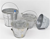 (4) Small Galvanized Buckets / Pails