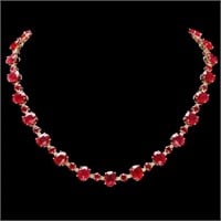`14k Gold 54.00ct Ruby & 2.00ct Diamond Necklace