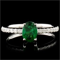 14K Gold 0.64ct Emerald & 0.21ctw Diamond Ring