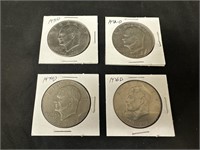 4 Eisenhower Silver Dollars - 1970's