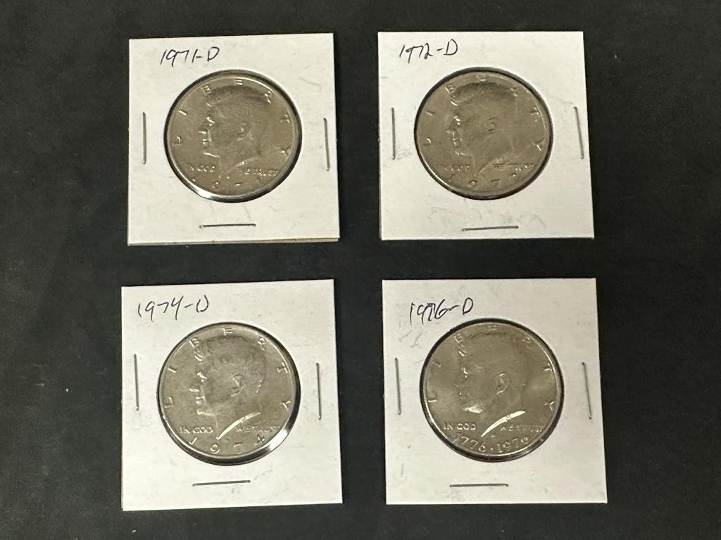 4 Kennedy Half Dollars - 1970's