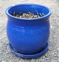 12" Blue Glazed Planter / Pot