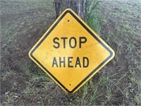 Small "Stop Ahead" Metal Road Sign