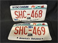 Wisconsin One Numberf Off License Plate Set