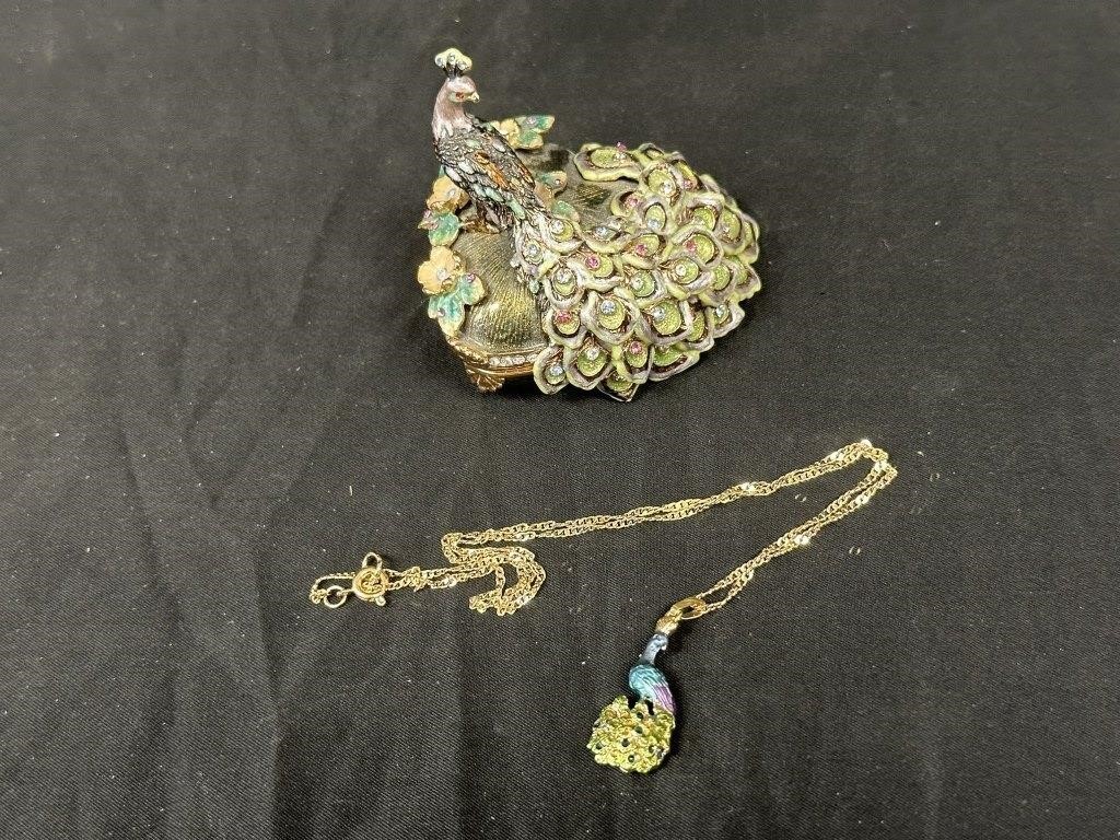 Beautiful Peacock Necklace & Holder