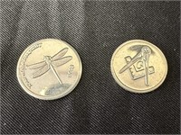 Two 1 Gram .999 Pure Silver Bullion Small Coins