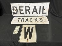 Railroad "Derail, Tracks & Whistle" Metal Signs