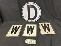 Railroad "D" & "Whistle" Metal Signs