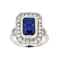 Platinum 5.99ct Sapphire & 0.85ctw Diamond Ring