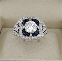 Platinum 1.84ctw Diamond Sapphire Ring