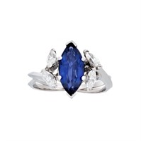 Platinum 1.50ct Sapphire & 0.60ctw Diamond Ring