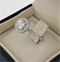 18K White Gold 1.11ctw Diamond Engagement  Ring