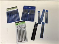 needle files, rulers, hook and pick set
