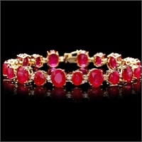 14k Gold 50.00ct Ruby & 1.50ct Diamond Bracelet