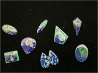 lot of azurite cut and polished stones