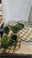 Royal China Green Plaid Dishes 25 Pieces
