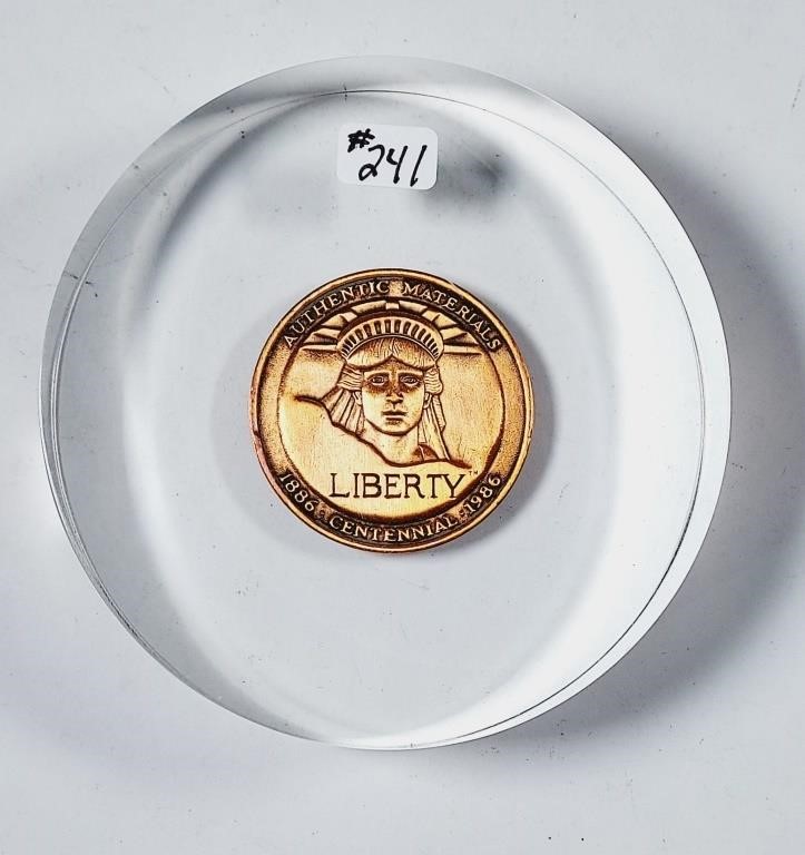 1986  Ellis Island Liberty medal in acrylic