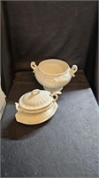 Ironstone Covered Gravy Boat with Underplate &
