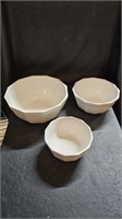 3 Pc Pfaltzgraff Heritage White Mixing Bowls