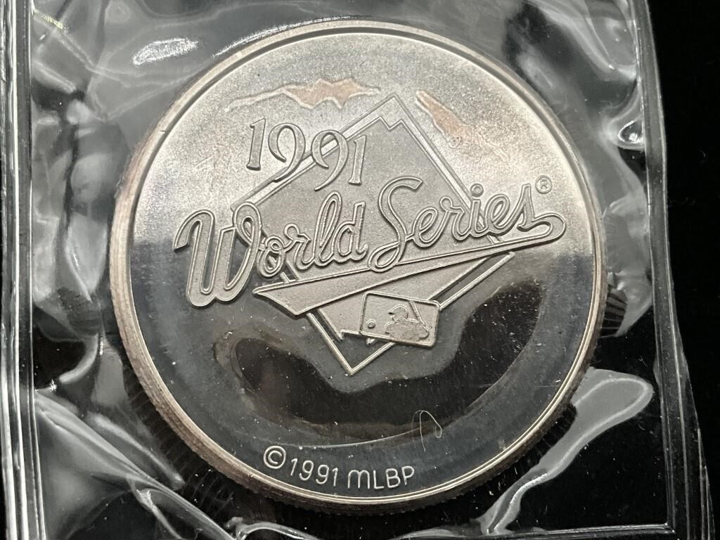 1991 world series 1 troy oz silver coin