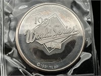 1991 world series 1 troy oz silver coin