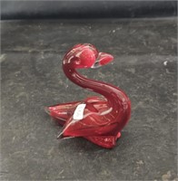 Art Glass Red Swan/ Duck