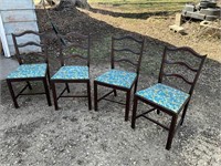 Set of 4 antique ladder back chairs