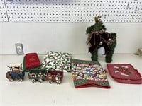 Lot of Christmas themed items shown
