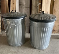 Pair of galvinized grabage cans
