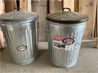 Pair of galvinized grabage cans