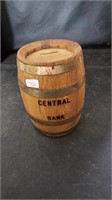 Wood Barrel Combination Bank