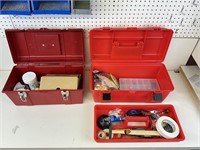 tool boxes & contents, paints, etc