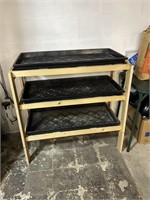 wood shoe/boot rack with plastic trays