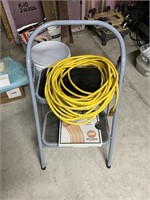 Extension cord, stool, copper tubing