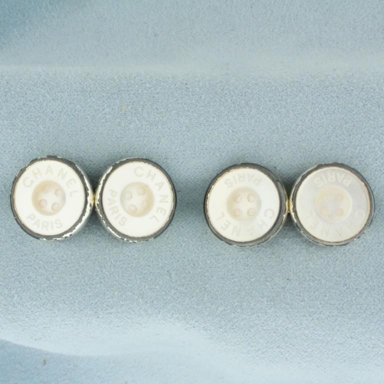 Vintage Chanel Paris Mother of Pearl Button Cuffli