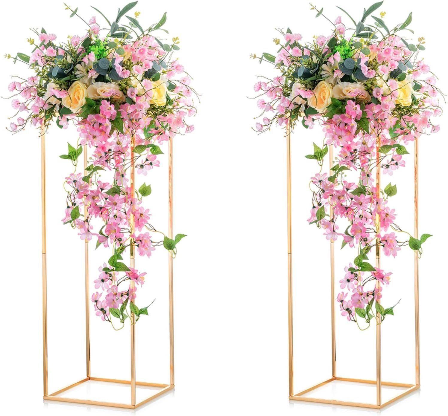 2 Pcs Metal Flower Floor Vase Column Flower Stand