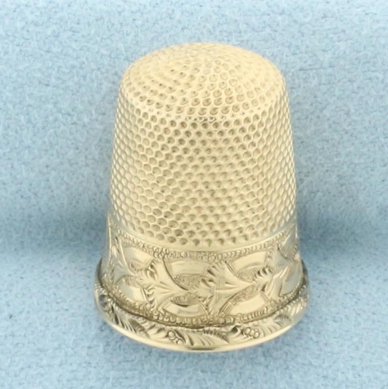 Vintage Gold Thimble in 14k Yellow Gold