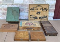 GROUP OF 7 VINTAGE WOOD BOXES