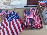 BOX LOT: ASSORTED AMERICAN FLAGS &