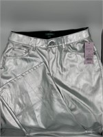 silver metallic flare pants size 6