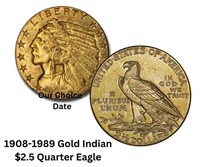 1908-1929 Gold Indian $2.50 Quarter Eagle