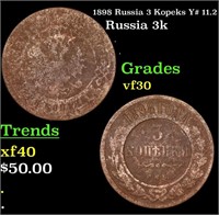 1898 Russia 3 Kopeks Y# 11.2 Grades vf++